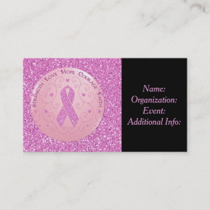 Rosa Brustkrebs Schleife Glitzer Business Card Visitenkarte