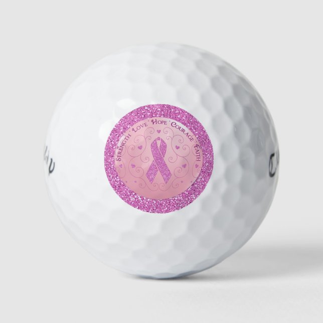 Rosa Brustkrebs Schleife Golf Balls Golfball (Vorderseite)