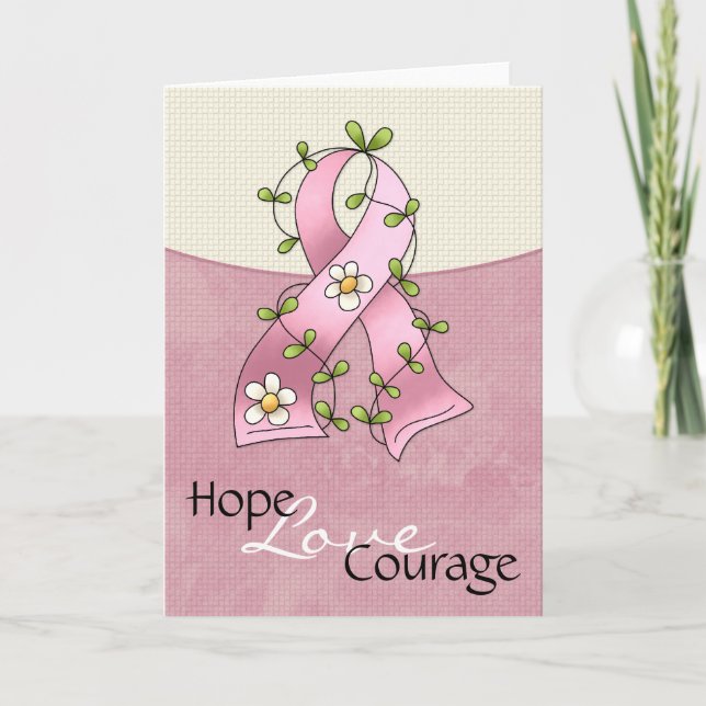 Rosa Brustkrebs Schleife Hope Liebe Courage Card 2 Karte (Vorderseite)
