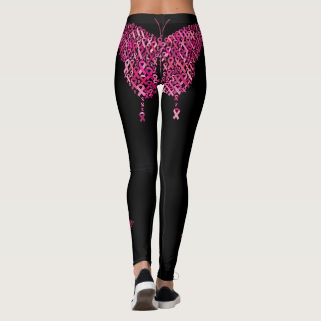 Rosa Brustkrebs Schleife Leggings (Rückseite)