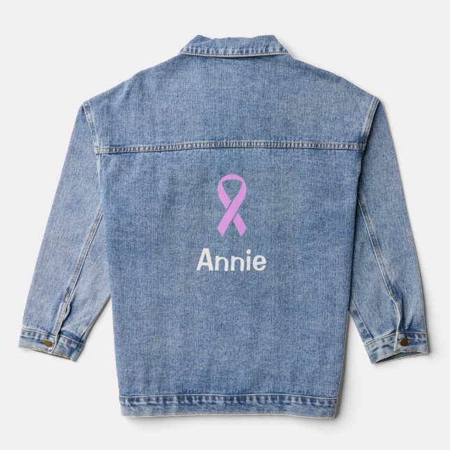 Rosa Brustkrebs Schleife (Name) 4Ann Denim Jacket Jeansjacke (Rückseite)