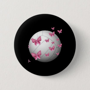 Rosa Brustkrebs Schleife Niedlich Volleyball Aware Button