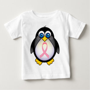 Rosa Brustkrebs Schleife Pinguin-Geschenk Baby T-shirt