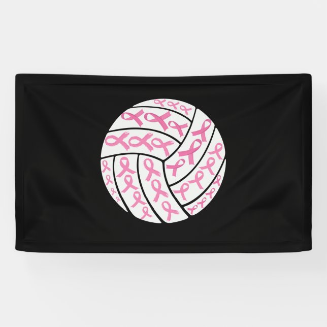 Rosa Brustkrebs Schleife Volleyball-Bewusstsein Banner (Horizontal)