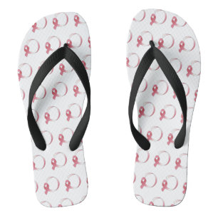 Rosa Brustkrebs-Schleife Zeichnend BCA Monat Flip Flops