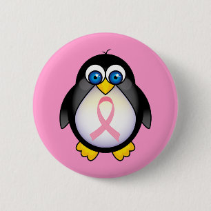 Rosa Brustkrebs Schleifepenguin-Geschenk Button