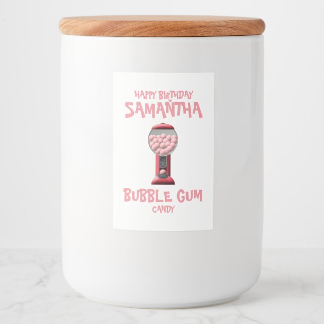Rosa Bubble Gum Candy Machine Lebensmitteletikett (Vorderseite)