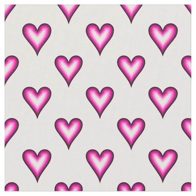 Rosa Bubble Hearts auf Weiß Stoff (Nahaufnahme)