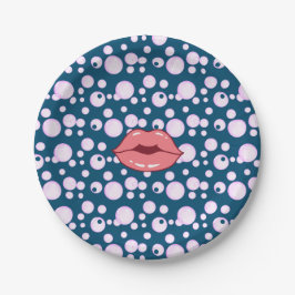 Rosa Bubble Lips Papierplatte Pappteller