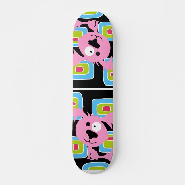 Rosa Bubblegum Retro Hund Skateboard (Vorne)