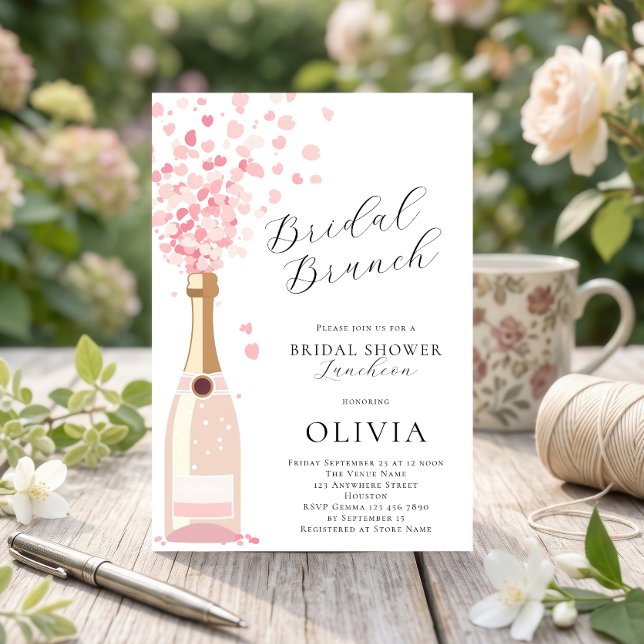 Rosa Bubbly Brunch Brautparty Einladung (Von Creator hochgeladen)