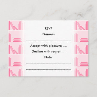 Rosa Bücher auf dem Regal. RSVP Karte
