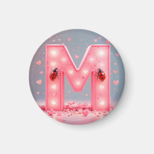💖 Rosa Buchstabe M Monogramm Kühlschrankmagnet Sü Magnet