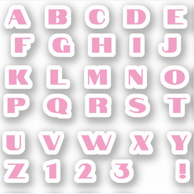 Rosa Buchstaben Alphabet Aufkleber (Vorderseite)