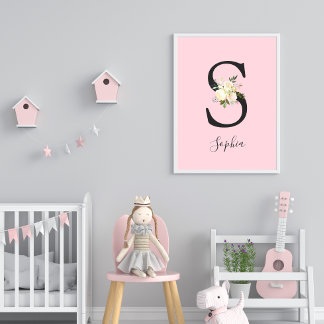 Rosa Buchstaben 'S' Kinderzimmer Name Wand Kunst