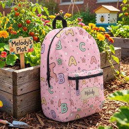 Rosa Buchstaben Zurück zur Schule Muster Bedruckter Rucksack