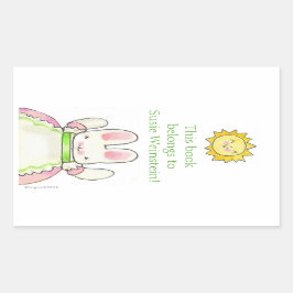 Rosa Buchzeichen Rechteckiger Aufkleber