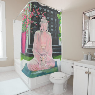 Rosa Buddha-Duschvorhang Duschvorhang