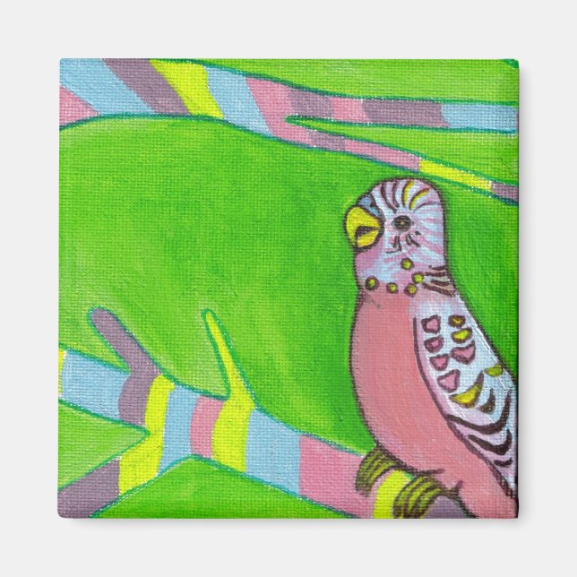 Rosa Budgie Magnet (Vorne)