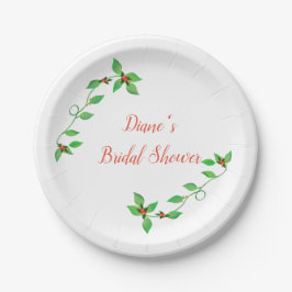 Rosa Buds auf grüner Hochzeit Pappteller