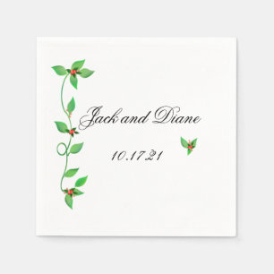 Rosa Buds auf grüner Hochzeit Serviette