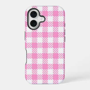 Rosa Büffel-Karo-Muster iPhone 16 Hülle