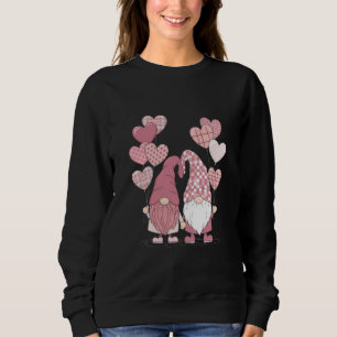 Rosa Büffelkariert Herz Gnome Valentinstag  Sweatshirt