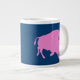 Rosa Büffellogo mit Geschäfts-URL Jumbo-Tasse