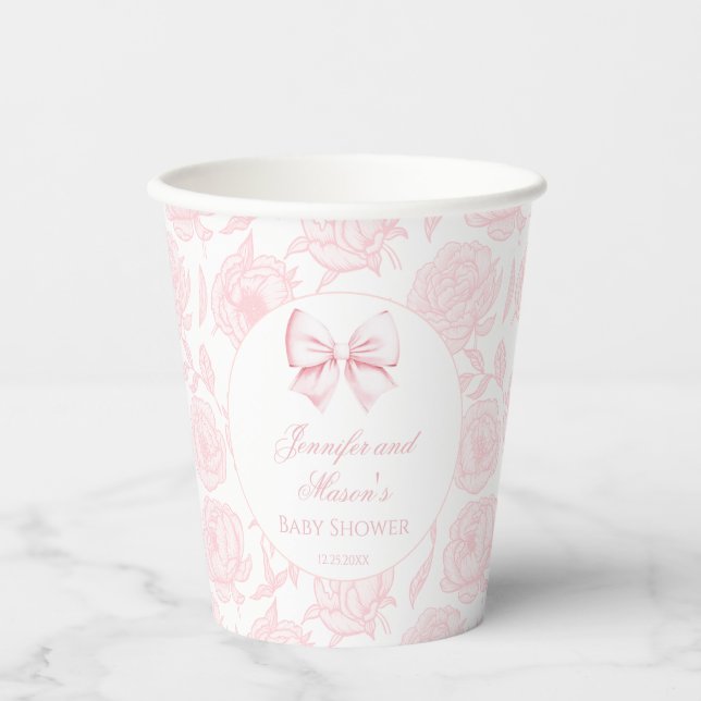 Rosa Bugband Boho Baby Duschpapier Becher (Vorderseite)