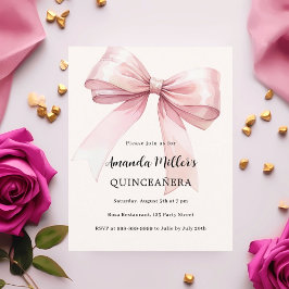 Rosa Bugcreme elegant Quinceanera Einladung