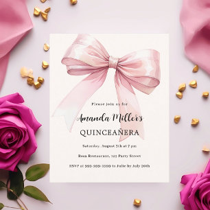Rosa Bugcreme elegant Quinceanera Einladung