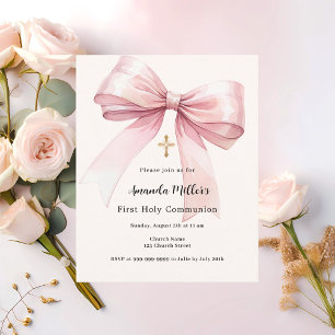 Rosa Bugcreme Girl Erste Kommunionseinladung