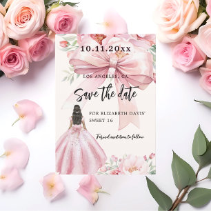 Rosa Bugcreme Kleid Sweet 16 Save the Date Karte
