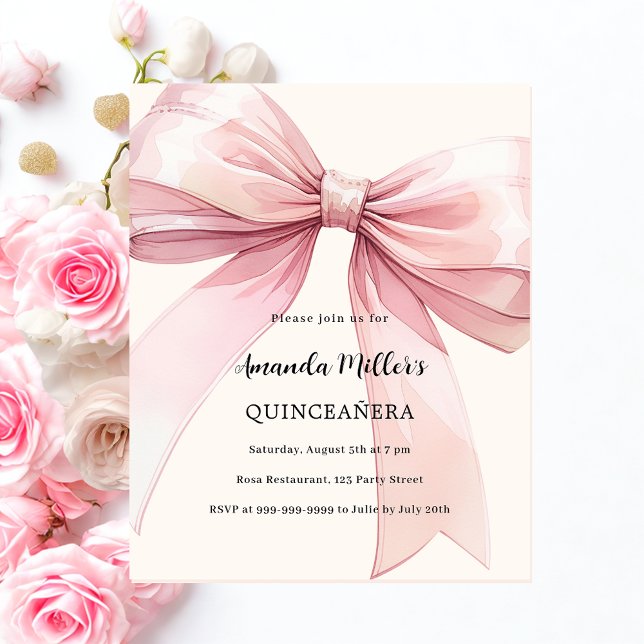 Rosa Bugcreme Quinceanera Einladung (Von Creator hochgeladen)