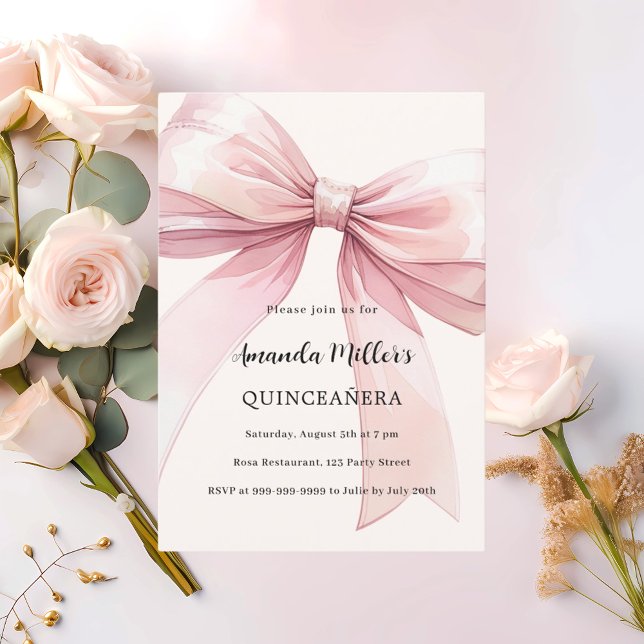 Rosa Bugcreme Quinceanera Einladung (Von Creator hochgeladen)