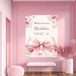 Rosa Bugcremefloralen Sweet 16 welcome Poster