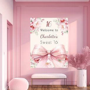 Rosa Bugcremefloralen Sweet 16 welcome Poster