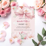 Rosa Bugfloralen Sweet 16 Einladung<br><div class="desc">Ein gürmisch-rosa Hintergrund mit einem großen rosa Bogen und rosa Blume. Personalisieren und fügen Sie einen Namen und Party-Details hinzu.</div>