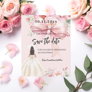 Rosa Bugkleid Quinceanera Save the Date Karte