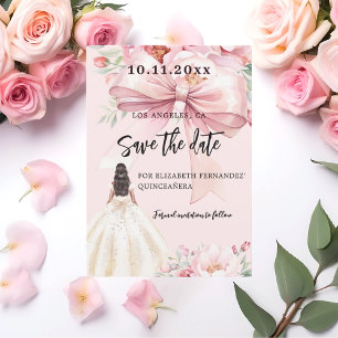 Rosa Bugkleid Quinceanera Save the Date Karte
