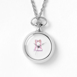 Rosa Bugmongramm Braun modern mädchenhaft rustikal Armbanduhr