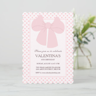 Rosa Bugpolka dots Mädchen Geburtstagseinladung Einladung
