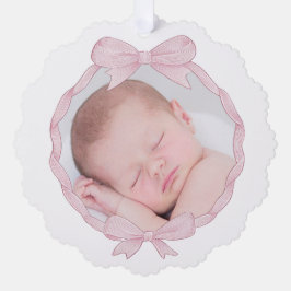 Rosa Bugrahmen Taufe danke Ornament Karte