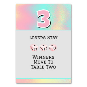 Rosa Bunco #3 Tischkarte Tischnummer