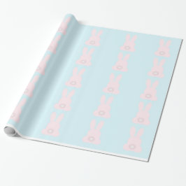 Rosa Bunnies auf blauem Wrapping Paper Geschenkpapier