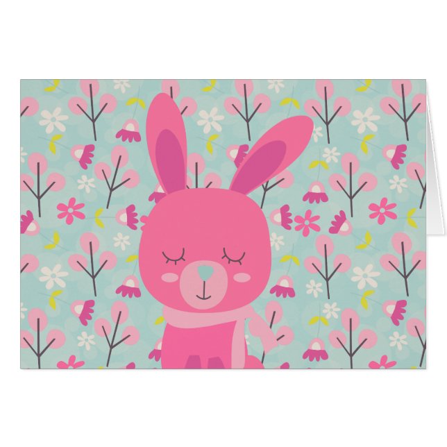 Rosa Bunnies und Blume (Vorderseite (Horizontal))