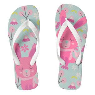 Rosa Bunnies und Blume Flip Flops