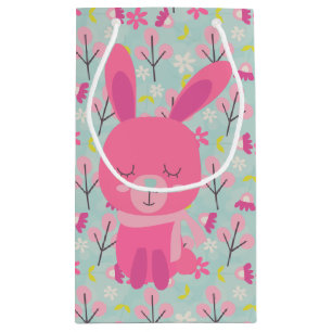 Rosa Bunnies und Blume Kleine Geschenktüte