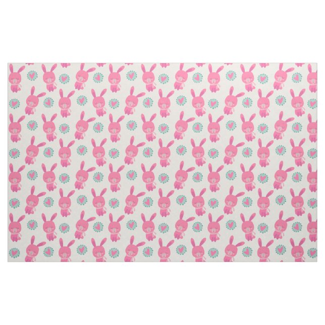 Rosa Bunnies und Herzstoffe Stoff (Fat Quarter (45,7 x 55,9 cm))