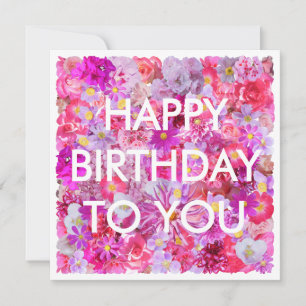 Rosa bunte Blumen jedes Alter Alles Gute zum Gebur Karte